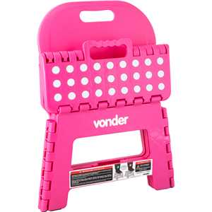 Banqueta plástica dobrável, rosa, altura 220 mm, com encosto, VONDER