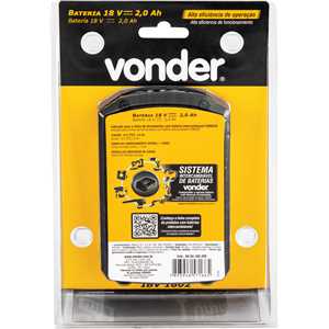 Bateria 18 V, íons de lítio, linha intercambiável, 2 Ah, IBV 1802 VONDER