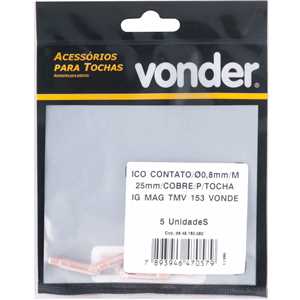 Bico de contato 0.8 mm x 25 mm, para tocha TMV 153, VONDER