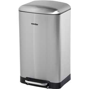 Lixeira retangular, 30 litros, inox, cinza, VONDER