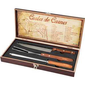 Jogo de utensílios para churrasco, em aço inox, com 4 peças, VONDER