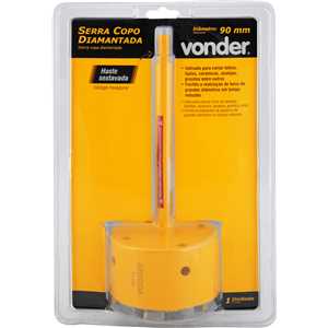 Serra copo diamantada 90 mm, com haste, VONDER