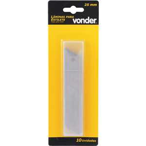 Lâmina para estilete 25 mm, tubete com 10 peças, VONDER