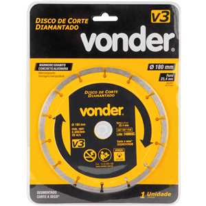 Disco de corte diamantado, 180 mm x 25,4 mm, segmentado, V3, VONDER