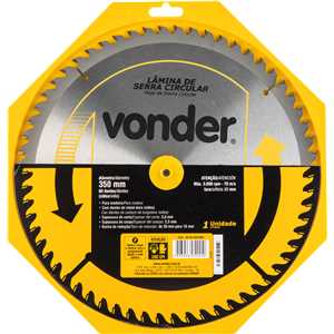 Lâmina de serra circular com dentes de metal duro/vídea, 350 mm x 30 mm, 60 dentes, VONDER