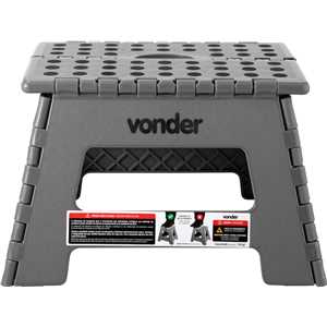 Banqueta plástica dobrável, cinza, altura 220 mm, VONDER
