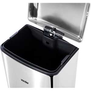 Lixeira retangular, 30 litros, inox, cinza, VONDER