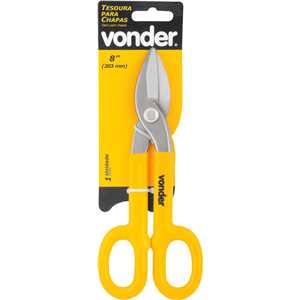 Tesoura 8", para chapas, modelo americano, corte reto, VONDER