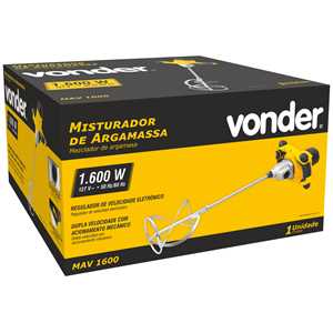 Misturador elétrico de argamassa, 1.600 W, MAV 1600, 127 V~, VONDER