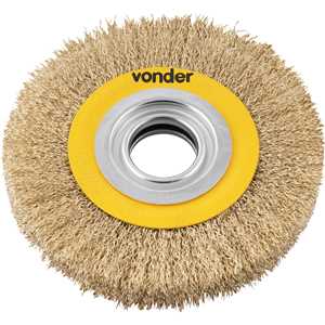 Escova circular aço latonado, 6" x 1" (152,4 mm x 25,4 mm), com bucha de redução, VONDER
