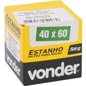 Estanho em fio, com fluxo, 1,0 mm, 40 x 60,com 500 g,VONDER