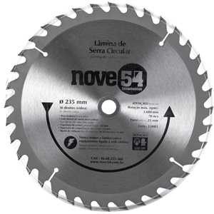 Lâmina de serra circular com dentes de metal duro/vídea, 235 mm x 25 mm, 36 dentes, NOVE54