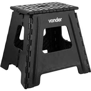 Banqueta plástica dobrável, preta, altura 360 mm, VONDER