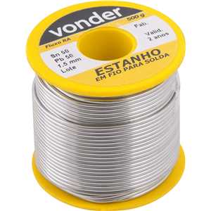Estanho em fio,  com fluxo,1,5 mm, 50 x 50,com 500 g,VONDER