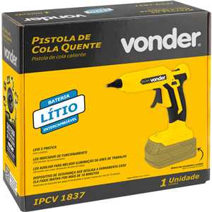 Pistola de cola quente, bateria intercambiável de 18 V, sem bateria e sem carregador, IPCV 1837 VONDER