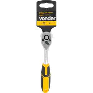 Catraca reversível para soquete, encaixe 1/4" x 150 mm, cabo emborrachado, VONDER