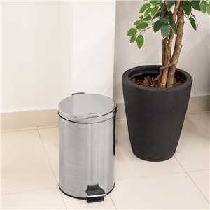 Lixeira redonda, 12 litros, inox, cinza, VONDER