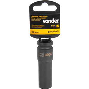 Soquete sextavado longo de impacto, 14 mm, encaixe de 1/2", VONDER