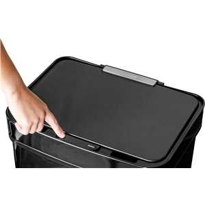 Lixeira retangular com sensor de abertura, 50 litros, inox, preta, VONDER