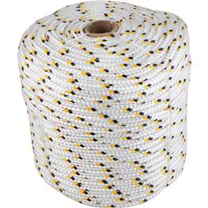 Corda multifilamento trançada 10,0 mm x 110 m, branca com detalhes em preto e amarelo, VONDER