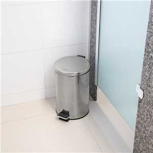 Lixeira redonda, 12 litros, inox, cinza, VONDER