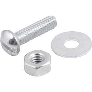 Parafuso máquina zincado cabeça redonda, 1/4" x 2", com porca e arruela lisa, VONDER