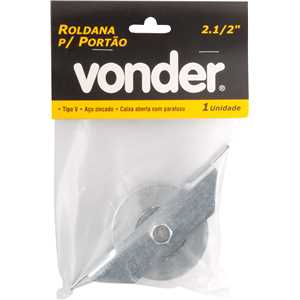 Roldana para portão 2.1/2", tipo V, aço zincado, caixa aberta, com parafuso, VONDER
