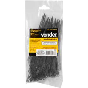 Abraçadeira de nylon para parafusos, preta, 150 mm x 3,6 mm, VONDER