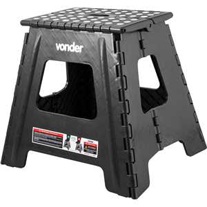Banqueta plástica dobrável, preta, altura 360 mm, VONDER