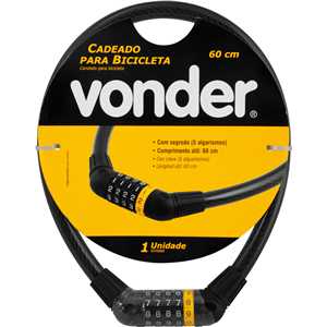 Cadeado para bicicleta, 60 cm, com segredo, VONDER