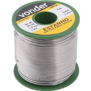 Estanho em fio, com fluxo, 1,0 mm, 40 x 60,com 500 g,VONDER