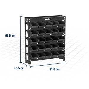 Estante metálica, com gaveteiros modelo prático preto, 25/3 VONDER