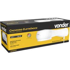 Chuveiro eletrônico 7.500 W, 220 V~, branco, VONDER