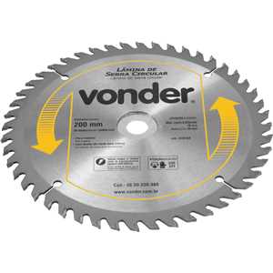 Lâmina de serra circular com dentes de metal duro/vídea, 200 mm x 30 mm, 48 dentes, VONDER
