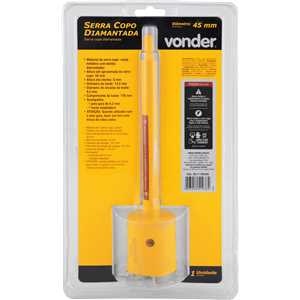 Serra copo diamantada 45 mm, com haste, VONDER