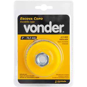 Escova de aço inox tipo copo, 3", ondulada VONDER