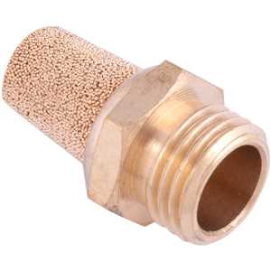 Silenciador de ar comprimido, longo, em latão, rosca 1/4" BSP, VONDER