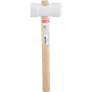 Martelo de borracha 40 mm, cabo em madeira, para azulejista, branco, NOVE54