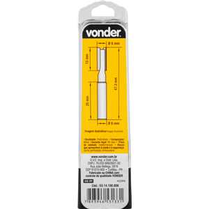 Fresa com dentes de metal duro, reta, para acabamento, sem rolamento, 6 mm VONDER