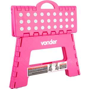 Banqueta plástica dobrável, rosa, altura 220 mm, VONDER
