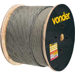 Cabo de aço galvanizado, alma de fibra, 7,94 mm - 5/16", 6 x 7, VONDER