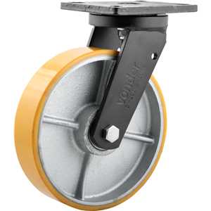 Rodízio giratório industrial 8", de poliuretano e ferro fundido, VONDER