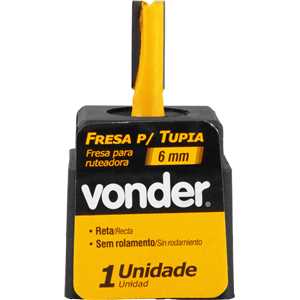 Fresa com dentes de metal duro, reta, para acabamento, sem rolamento, 6 mm VONDER