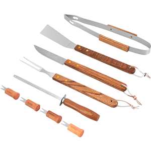 Jogo de utensílios para churrasco, em aço inox, com 10 peças, VONDER
