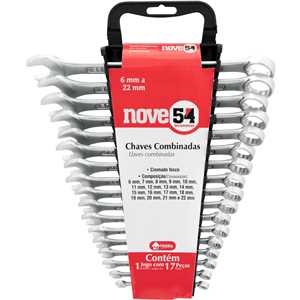 Jogo de chaves combinadass, 6 mm a 22 mm, 17 peças, com suporte, NOVE54