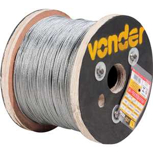 Cabo de aço galvanizado, alma de aço, 1,59 mm - 1/16", 6 x 7, VONDER