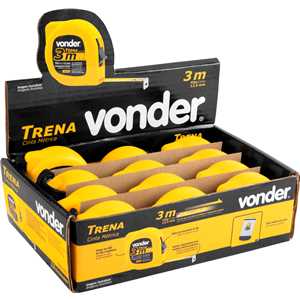 Trena curta de aço 3 m x 12,5 mm, caixa com 12, VONDER