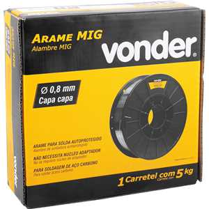 Arame Autoprotegido 0,8 mm, carretel plástico com 5 kg, sem gás, VONDER