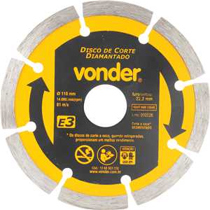 Disco de corte diamantado, 110 mm x 22,2 mm, segmentado, E3, VONDER