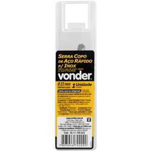 Serra copo de aço rápido, 22 mm, para inox, VONDER